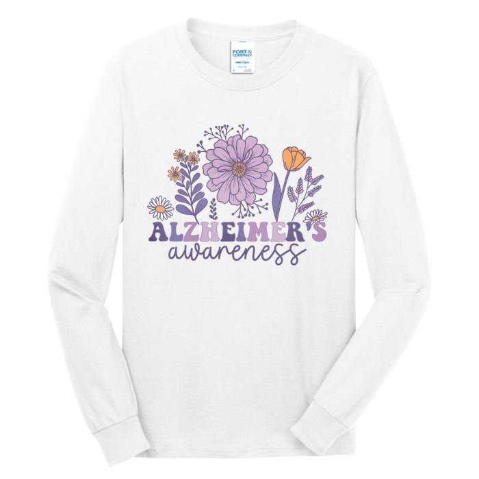 Flowers Alzheimer Awareness Dementia Awareness Alzheimers Walk Forget Me Not Tall Long Sleeve T-Shirt