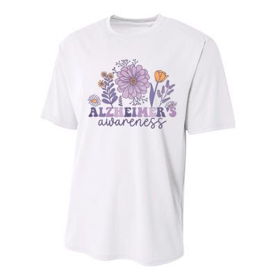 Flowers Alzheimer Awareness Dementia Awareness Alzheimers Walk Forget Me Not Performance Sprint T-Shirt