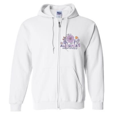 Flowers Alzheimer Awareness Dementia Awareness Alzheimers Walk Forget Me Not Full Zip Hoodie