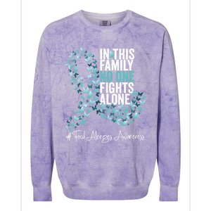 Food Allergies Awareness Month Teal Ribbon Gift Colorblast Crewneck Sweatshirt