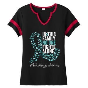 Food Allergies Awareness Month Teal Ribbon Gift Ladies Halftime Notch Neck Tee