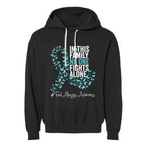 Food Allergies Awareness Month Teal Ribbon Gift Garment-Dyed Fleece Hoodie