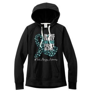 Food Allergies Awareness Month Teal Ribbon Gift Women's Fleece Hoodie