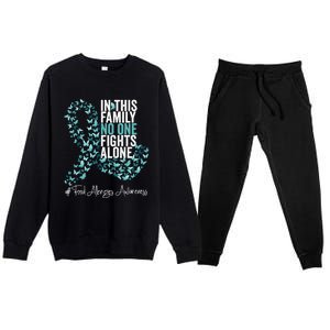 Food Allergies Awareness Month Teal Ribbon Gift Premium Crewneck Sweatsuit Set