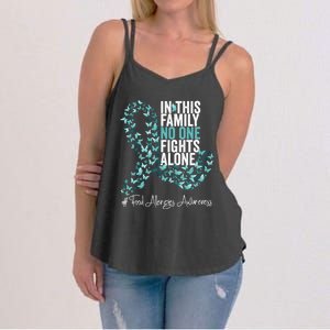 Food Allergies Awareness Month Teal Ribbon Gift Women's Strappy Tank