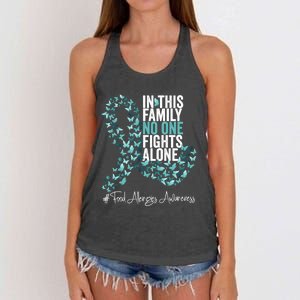 Food Allergies Awareness Month Teal Ribbon Gift Women's Knotted Racerback Tank