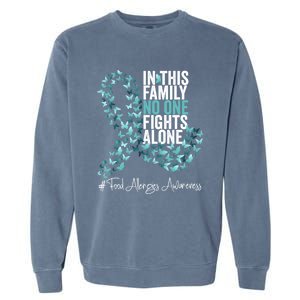 Food Allergies Awareness Month Teal Ribbon Gift Garment-Dyed Sweatshirt