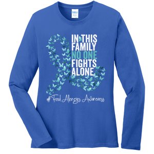 Food Allergies Awareness Month Teal Ribbon Gift Ladies Long Sleeve Shirt