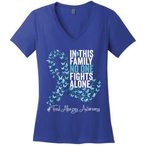 Food Allergies Awareness Month Teal Ribbon Gift Women's V-Neck T-Shirt