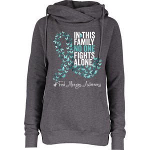 Food Allergies Awareness Month Teal Ribbon Gift Womens Funnel Neck Pullover Hood