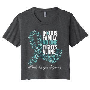 Food Allergies Awareness Month Teal Ribbon Gift Women's Crop Top Tee