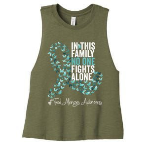 Food Allergies Awareness Month Teal Ribbon Gift Women's Racerback Cropped Tank