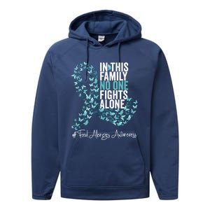 Food Allergies Awareness Month Teal Ribbon Gift Performance Fleece Hoodie