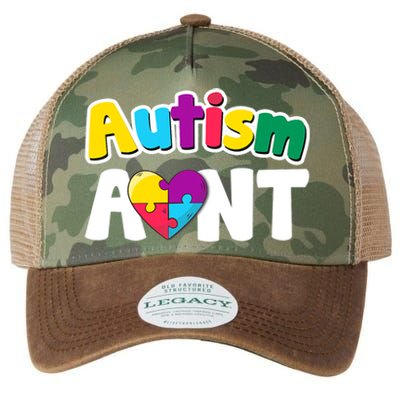 Funny Autism Aunt Awareness Puzzle Pieces Colors Meaningful Gift Legacy Tie Dye Trucker Hat