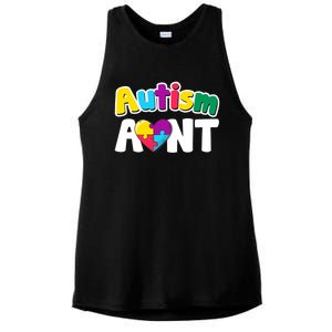 Funny Autism Aunt Awareness Puzzle Pieces Colors Meaningful Gift Ladies PosiCharge Tri-Blend Wicking Tank