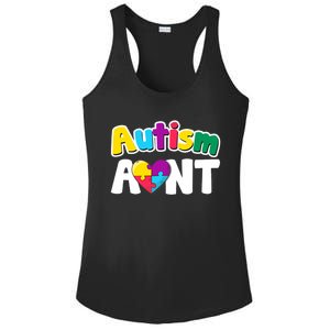 Funny Autism Aunt Awareness Puzzle Pieces Colors Meaningful Gift Ladies PosiCharge Competitor Racerback Tank