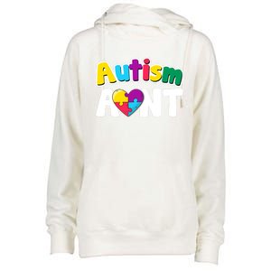 Funny Autism Aunt Awareness Puzzle Pieces Colors Meaningful Gift Womens Funnel Neck Pullover Hood