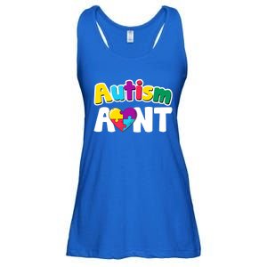 Funny Autism Aunt Awareness Puzzle Pieces Colors Meaningful Gift Ladies Essential Flowy Tank