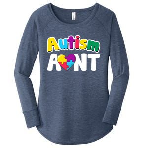 Funny Autism Aunt Awareness Puzzle Pieces Colors Meaningful Gift Women's Perfect Tri Tunic Long Sleeve Shirt