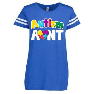 Funny Autism Aunt Awareness Puzzle Pieces Colors Meaningful Gift Enza Ladies Jersey Football T-Shirt