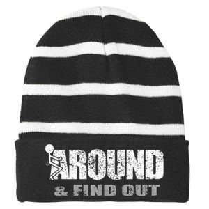 Fuck Around And Find Out Striped Beanie with Solid Band