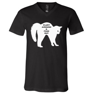 Fluff Around And Find Out Funny Cat V-Neck T-Shirt