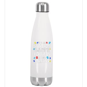 Funny Autism Awareness Behavior Design Gift For Teachers Stainless Steel Insulated Water Bottle