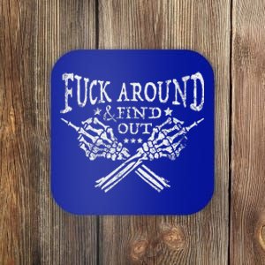 Fuck Around And Find Out Skeleton Hand Middle Finger Coaster