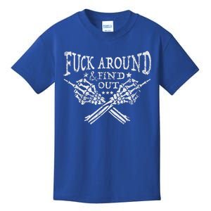 Fuck Around And Find Out Skeleton Hand Middle Finger Kids T-Shirt