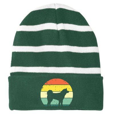 Funny Akita Art Men Women Dog Walker Veterinarian Dog Sitter Striped Beanie with Solid Band