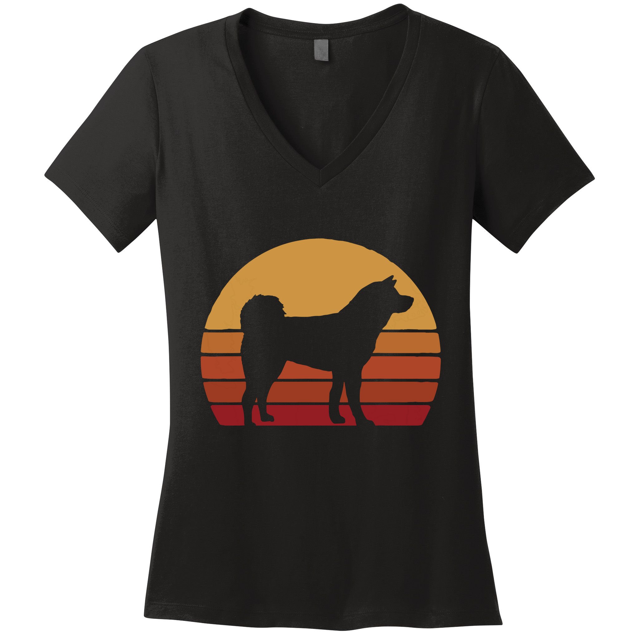 Funny Akita Art Men Women Dog Walker Veterinarian Dog Sitter Women's V-Neck T-Shirt