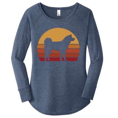 Funny Akita Art Men Women Dog Walker Veterinarian Dog Sitter Women's Perfect Tri Tunic Long Sleeve Shirt