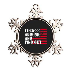 Fuck Around And Find Out American USA Flag Funny Metallic Star Ornament