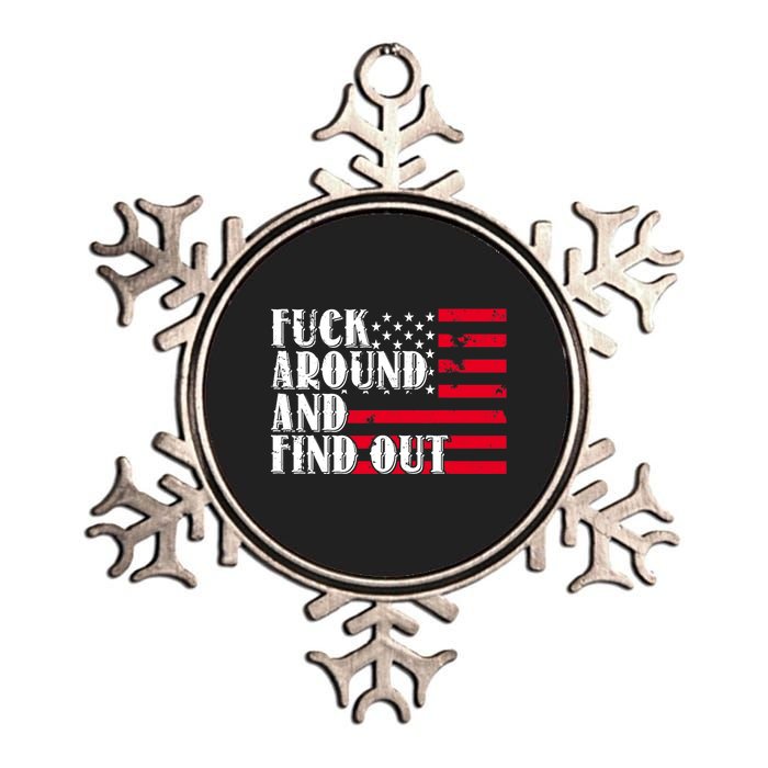 Fuck Around And Find Out American USA Flag Funny Metallic Star Ornament