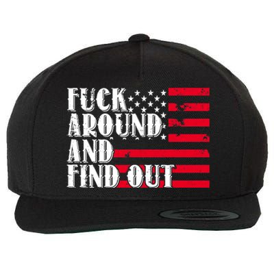 Fuck Around And Find Out American USA Flag Funny Wool Snapback Cap