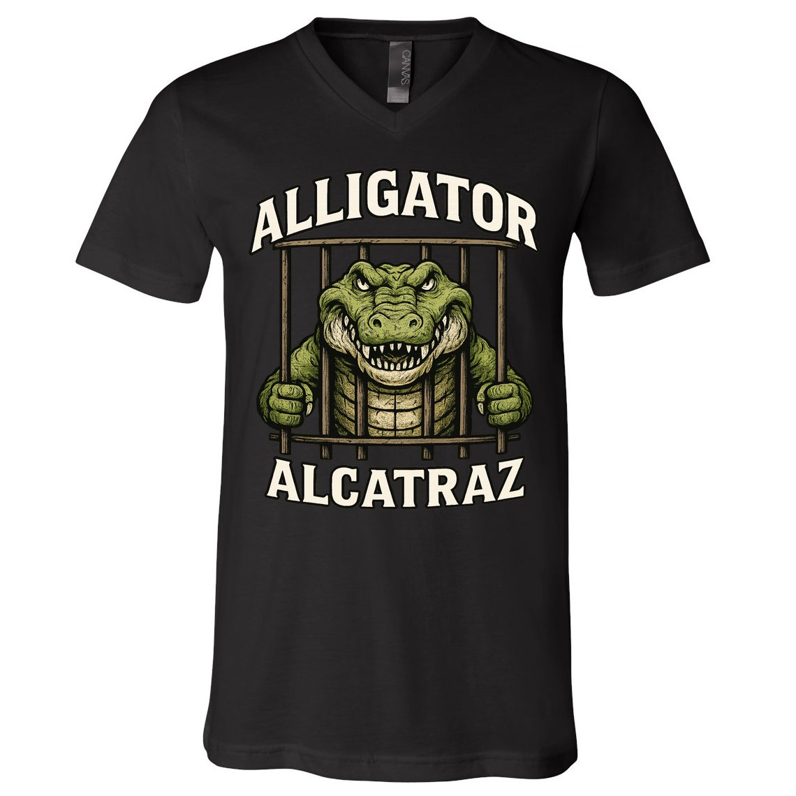 Funny Alligator Alcatraz Jail Prison Gator V-Neck T-Shirt
