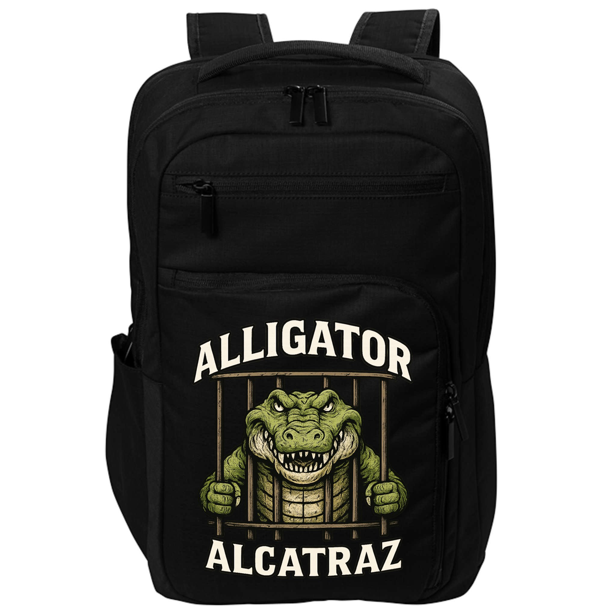 Funny Alligator Alcatraz Jail Prison Gator Impact Tech Backpack