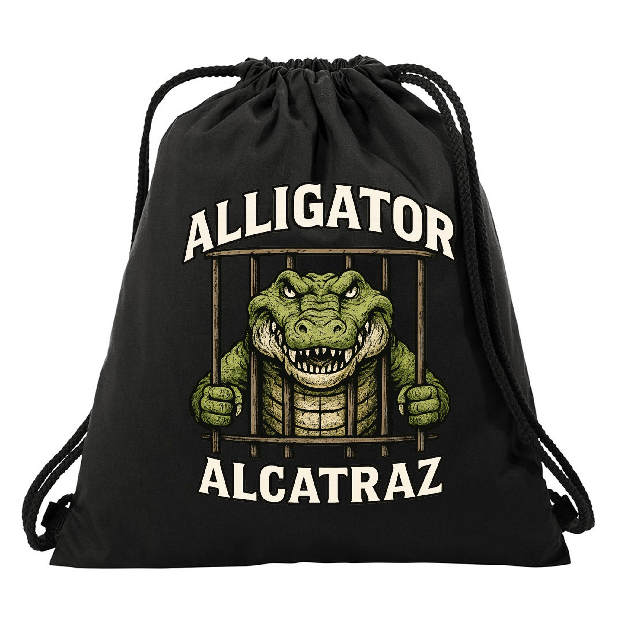 Funny Alligator Alcatraz Jail Prison Gator Drawstring Bag