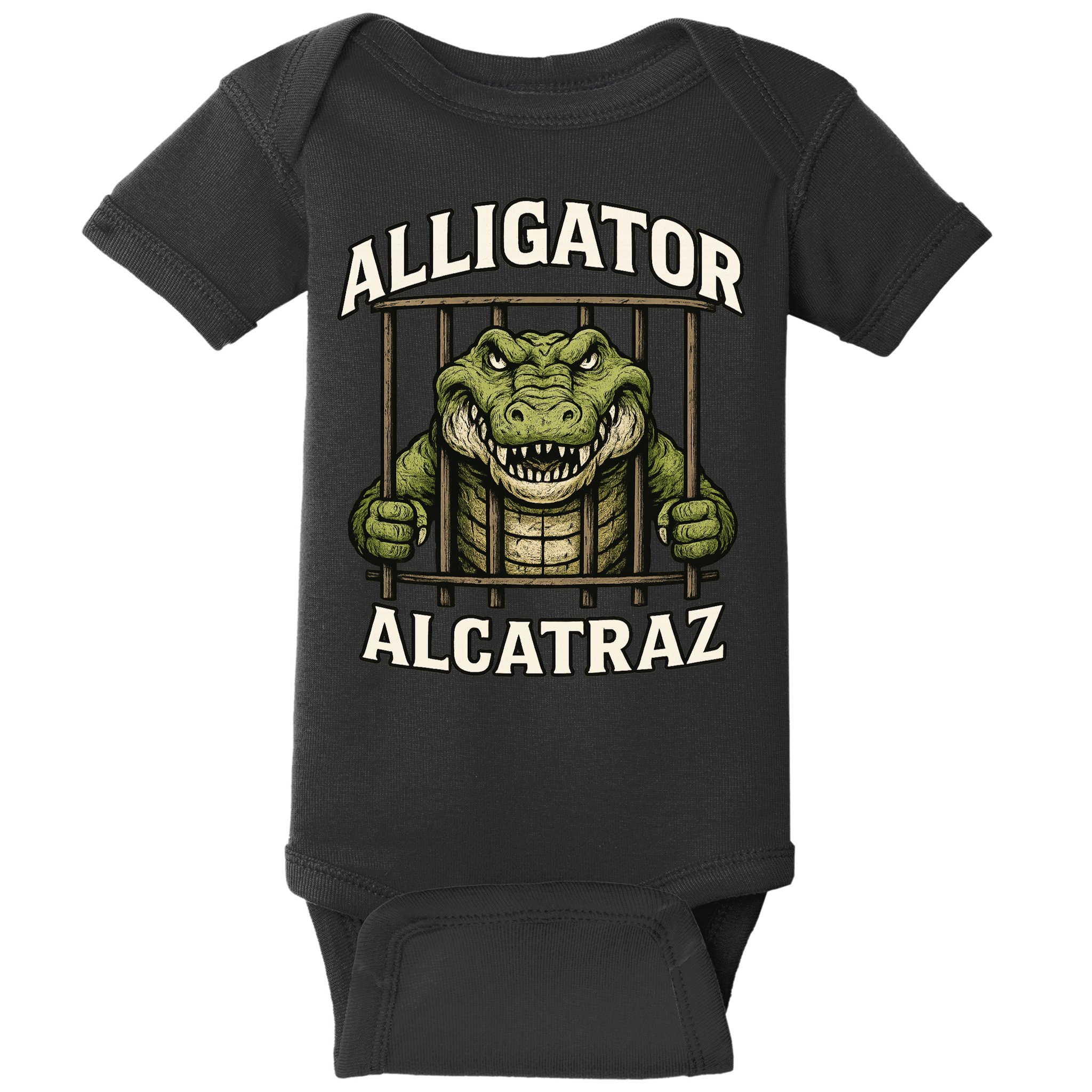 Funny Alligator Alcatraz Jail Prison Gator Baby Bodysuit