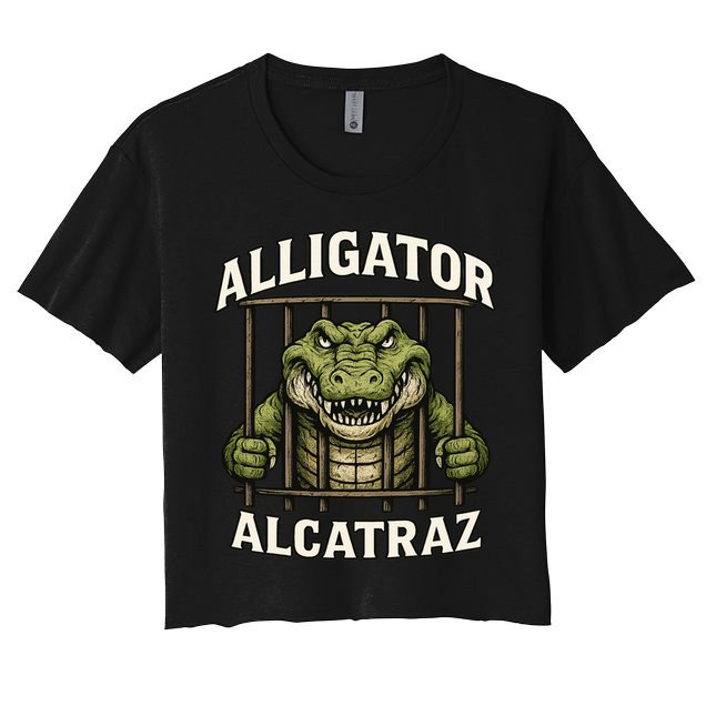 Funny Alligator Alcatraz Jail Prison Gator Women's Crop Top Tee
