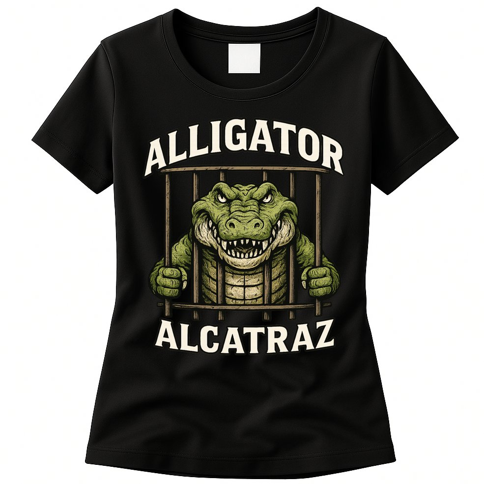 Funny Alligator Alcatraz Jail Prison Gator Womens T-Shirt