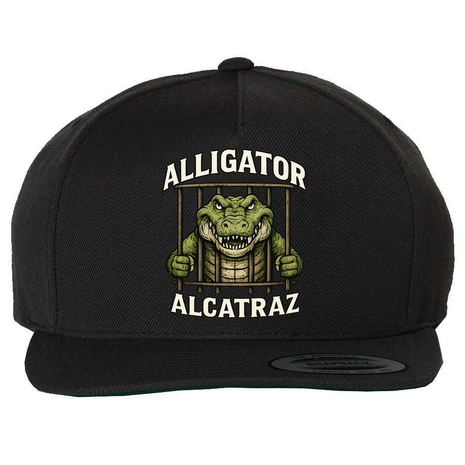Funny Alligator Alcatraz Jail Prison Gator Wool Snapback Cap