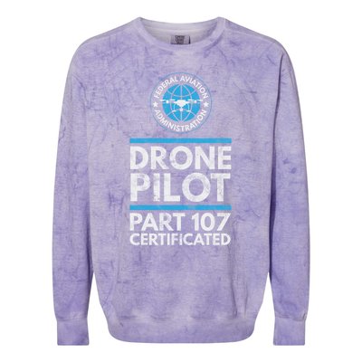 Federal Aviation Administration Certified Drone Pilot Gift Funny Gift Colorblast Crewneck Sweatshirt