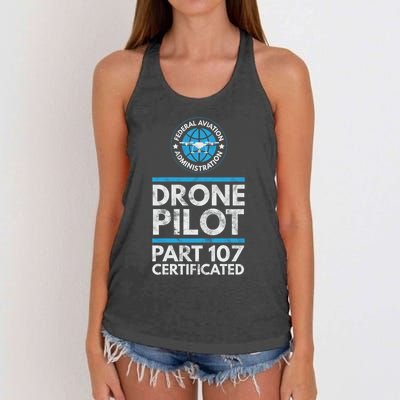 Federal Aviation Administration Certified Drone Pilot Gift Funny Gift Women's Knotted Racerback Tank