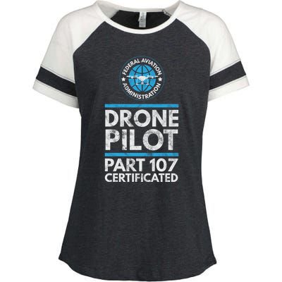 Federal Aviation Administration Certified Drone Pilot Gift Funny Gift Enza Ladies Jersey Colorblock Tee