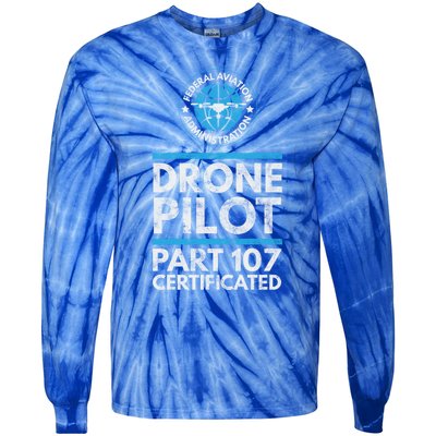 Federal Aviation Administration Certified Drone Pilot Gift Funny Gift Tie-Dye Long Sleeve Shirt