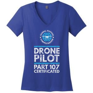 Federal Aviation Administration Certified Drone Pilot Gift Funny Gift Women's V-Neck T-Shirt