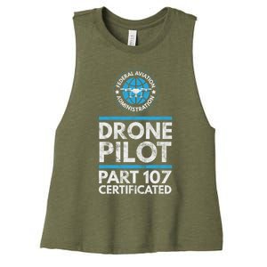 Federal Aviation Administration Certified Drone Pilot Gift Funny Gift Women's Racerback Cropped Tank