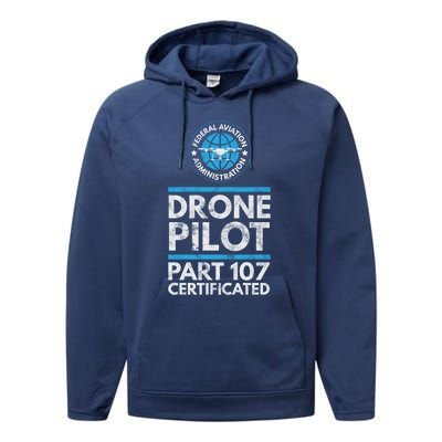 Federal Aviation Administration Certified Drone Pilot Gift Funny Gift Performance Fleece Hoodie