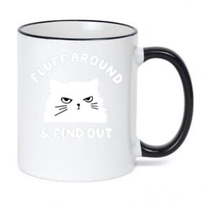 Fluff Around And Find Out Funny Angry Cat 11oz Black Color Changing Mug